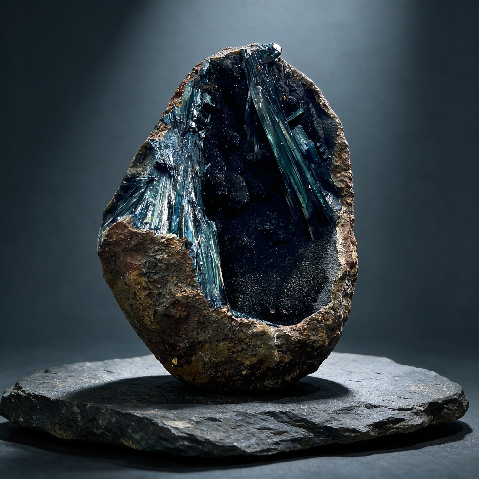 Vivianite Fan on Ironstone Geode — Brazil