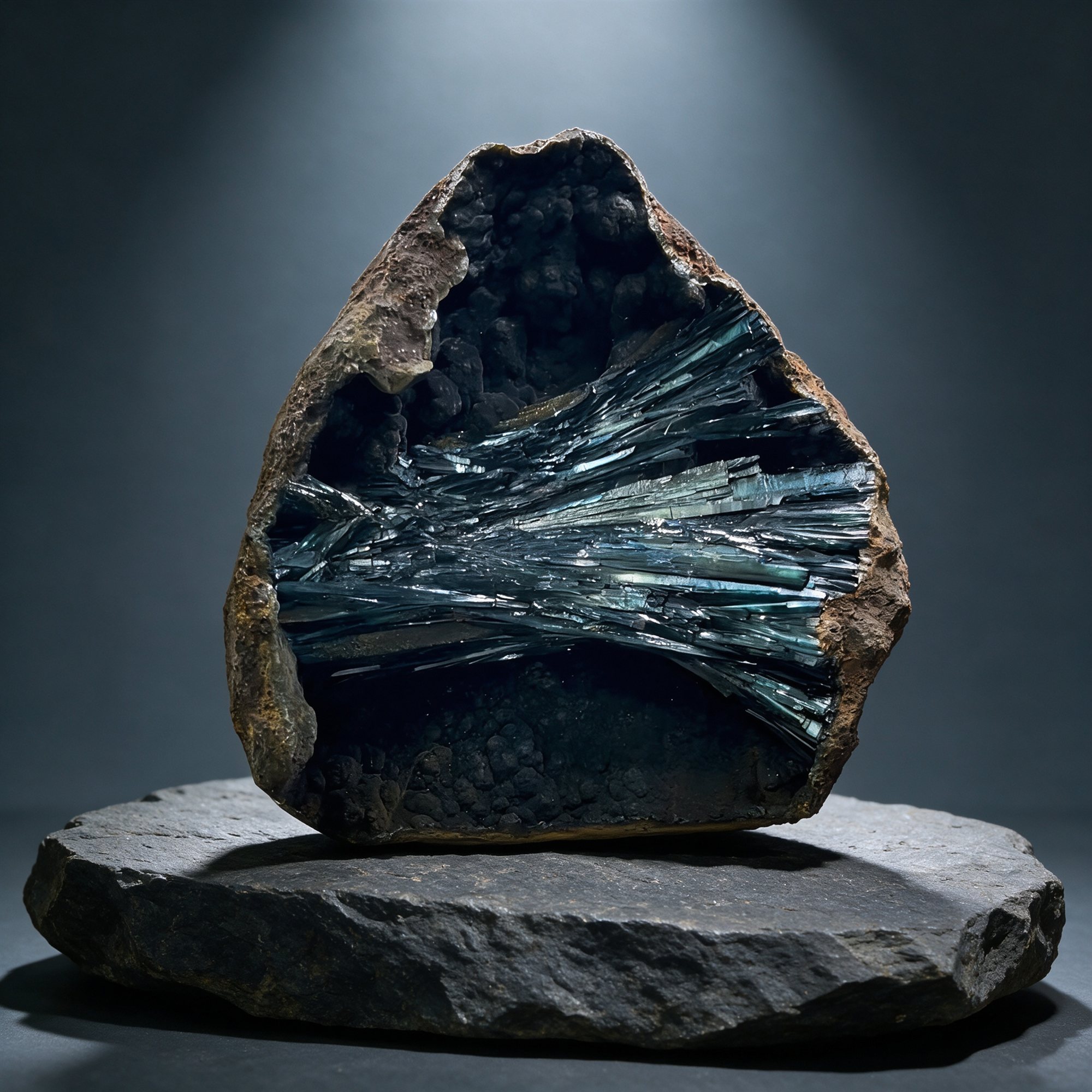 Vivianite Spray on Ironstone Geode — Brazil
