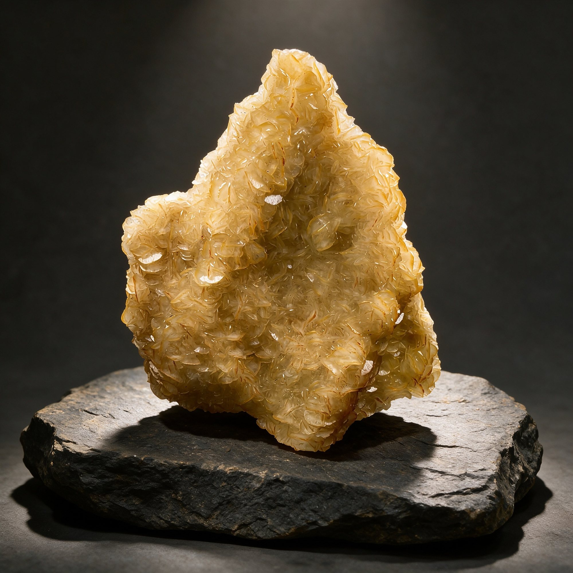 Golden Calcite on Stibnite — Chenzhou, Hunan, China