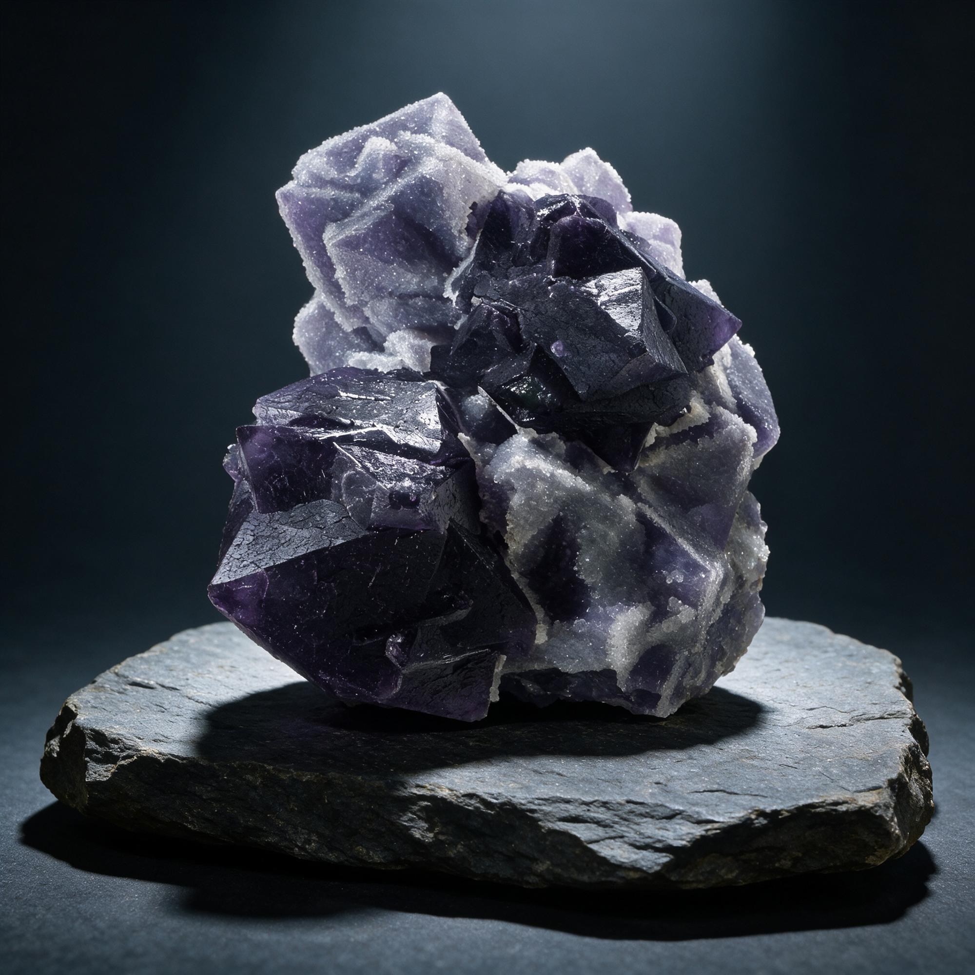 Fluorite Cluster, Deep Aubergine — Huanggang Mines, Inner Mongolia, China