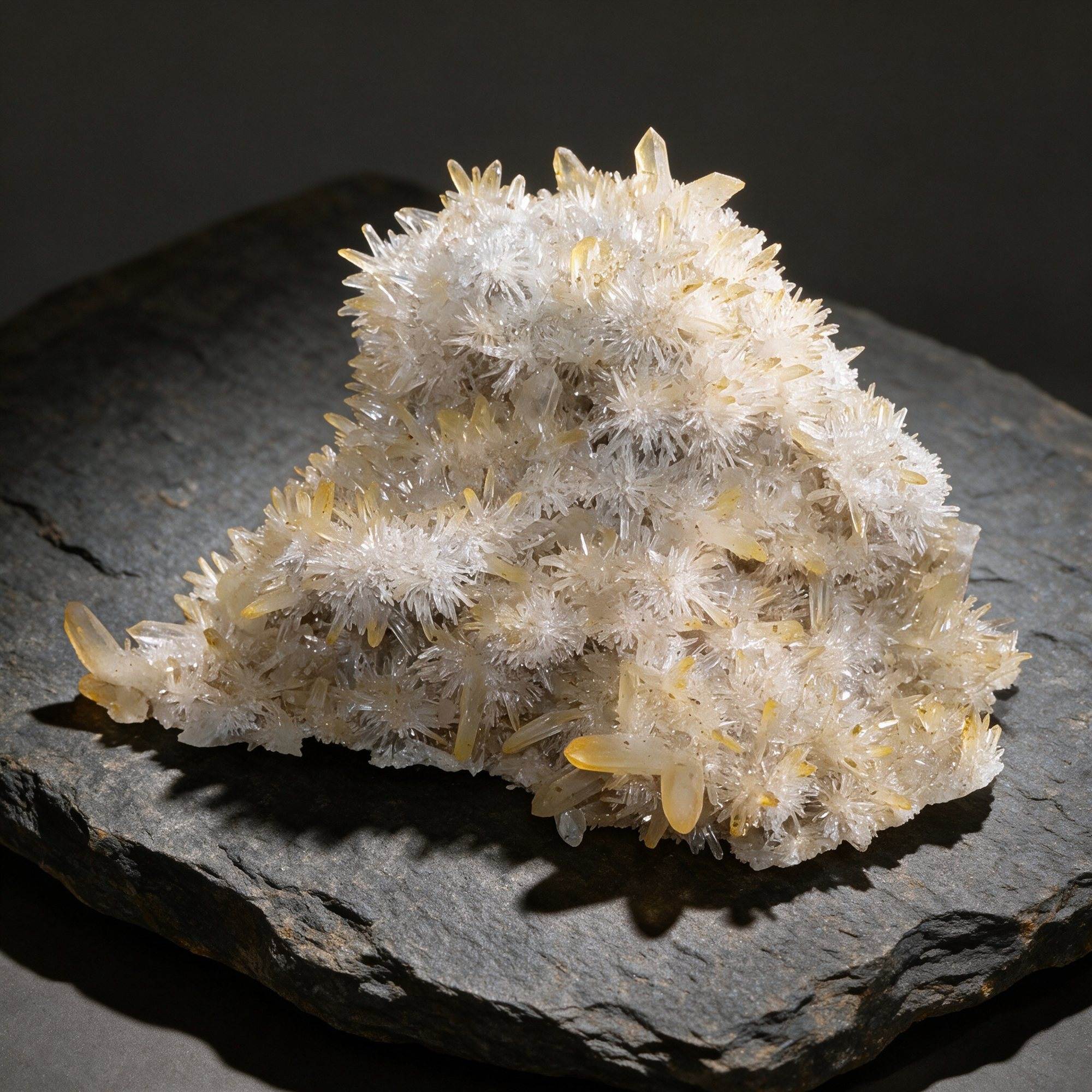 Clear Quartz "Chrysanthemum" Cluster with Calcite — Sichuan, China