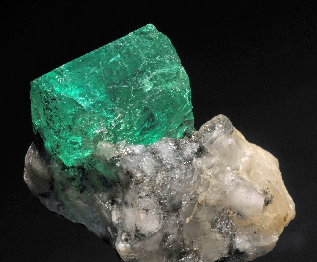 Emerald specimen — chromium-green beryl set in matrix